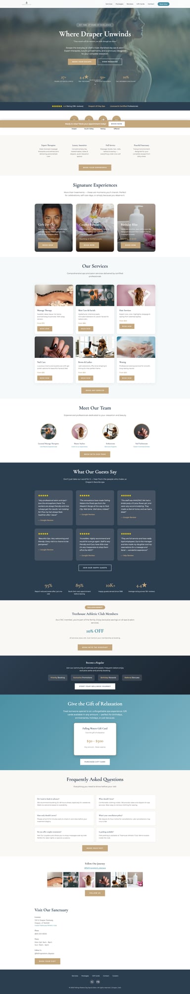 Falling Waters Day Spa - New Website